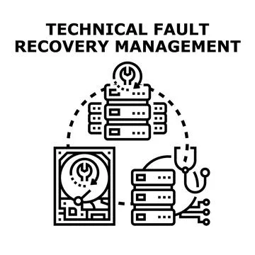 Technical fault recovery management system illustration Stock Illustration