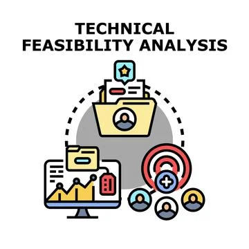 Technical feasibility analysis assessing project development objectives 库存插图