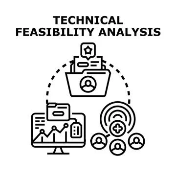 Technical feasibility analysis assessing project development objectives 库存插图