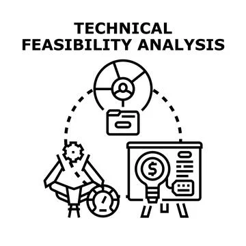 Technical feasibility analysis planning project development stages Stock Illustration