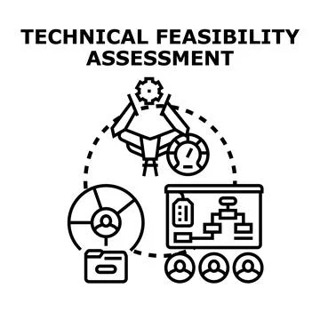 Technical feasibility assessment evaluating project development readiness Illustrazione stock