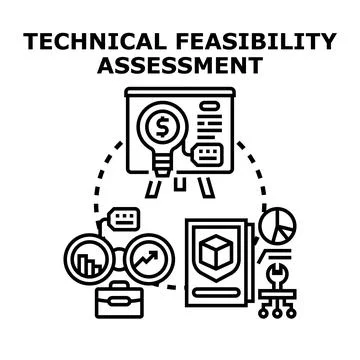 Technical feasibility assessment of new business project Stock Illustration