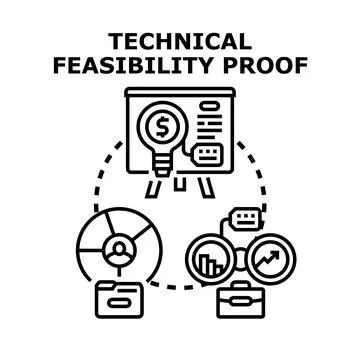 Technical feasibility proof concept illustration depicting an idea presented, Illustrazione stock