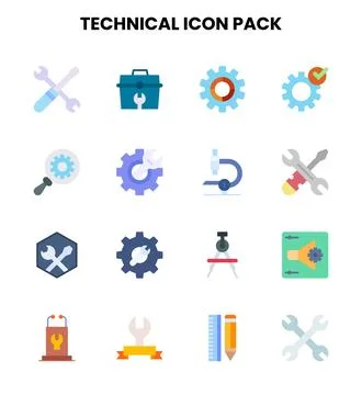 Technical Flat Design Icons Pack Stockillustratie
