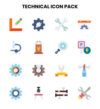 Technical Flat Icons Pack Иллюстрация