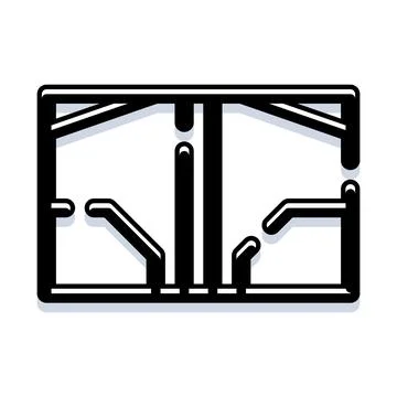 Technical floor plan illustrating interior building layout Ilustración de archivo