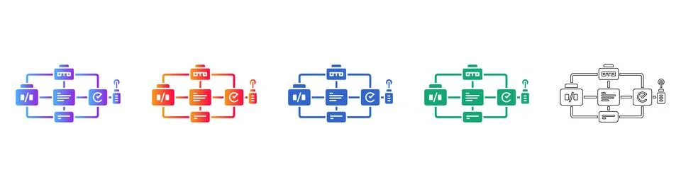 Technical Flowchart and Process Icon Set イラスト素材
