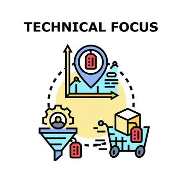 Technical focus analyzing market data and sales strategy Stock Illustration