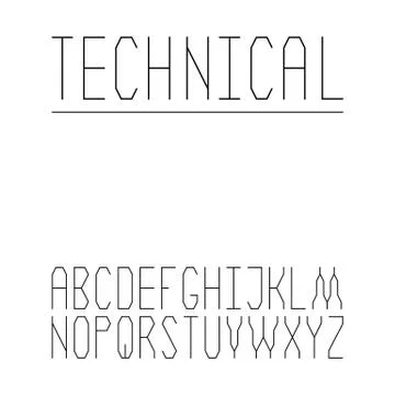 Technical font set Stock Illustration
