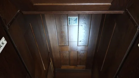 Technical, freight elevator in the Vienna City Hall. Vienna, Austria. 4K. Stock Footage 87709075