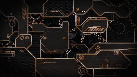 Technical Futuristic Looping Background Video with Gear Wheel Stock Footage 94406740