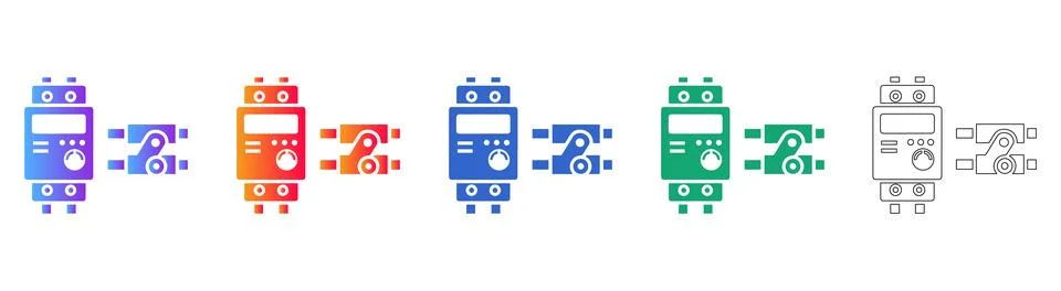 Technical Gauge and Controller Icon Set Stock Illustration