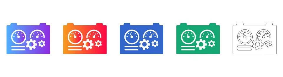 Technical Gauge Dashboard Icons Stockillustratie