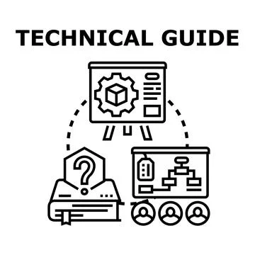 Technical guide concept presenting instruction and problem solving Stockillustratie