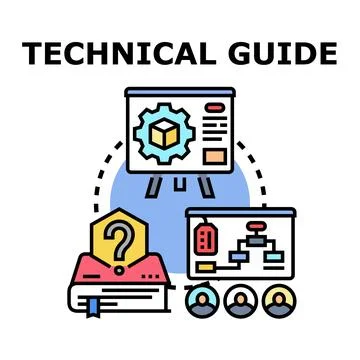 Technical guide concept presenting instruction and problem solving Ilustração Stock