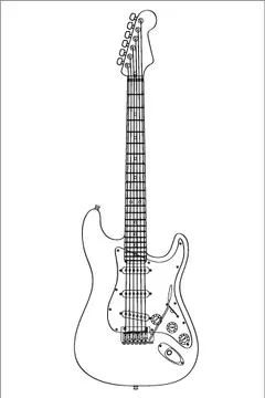 Technical Guitar Drawing Silhouette Vector Illustration Stock Illustration