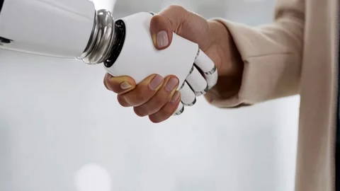 Technical handshake robotic and human Stock Footage 317217396