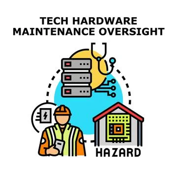 Technical hardware maintenance and hazard oversight system Stock Illustration