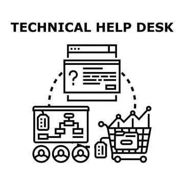 Technical help desk support concept for clients Stock Illustration