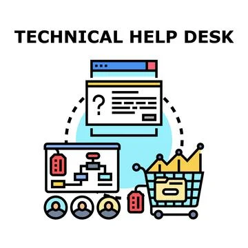 Technical help desk support concept for clients Stock Illustration