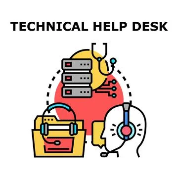 Technical help desk support service concept illustration Stock Illustration