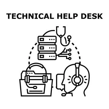 Technical help desk support service concept illustration Stock Illustration