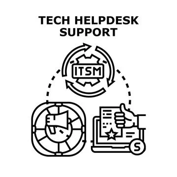 Technical helpdesk support representing itsm and customer service Stock Illustration