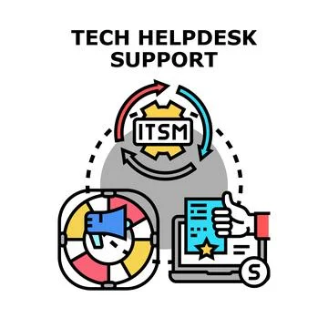 Technical helpdesk support representing itsm and customer service Stock Illustration