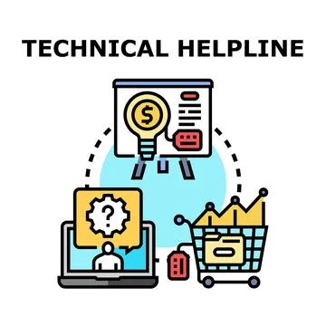Technical helpline concept offering customer service communication Stock Illustration