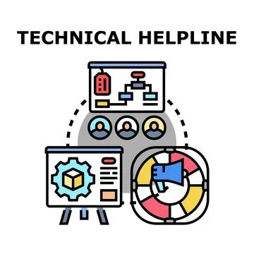 Technical helpline concept offering support and assistance Stock Illustration