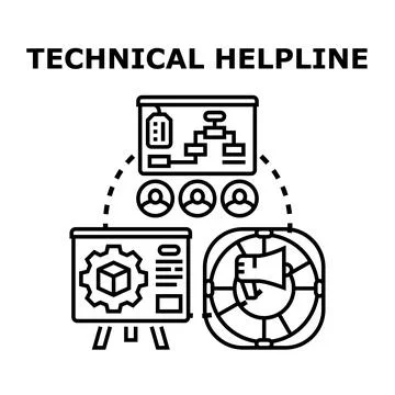 Technical helpline concept offering support and assistance Stock Illustration