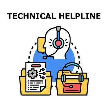 Technical helpline service offering customer support solutions Stock Illustration