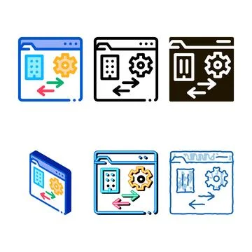 Technical home folder icon designs vector outline イラスト素材