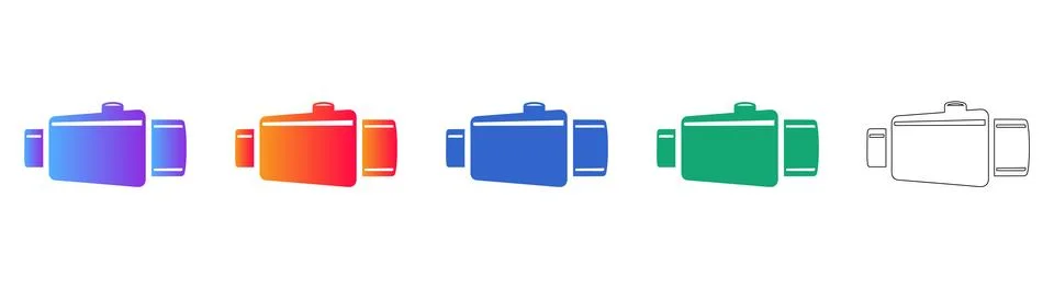 Technical Housing Component Vector Icon Set Stock Illustration