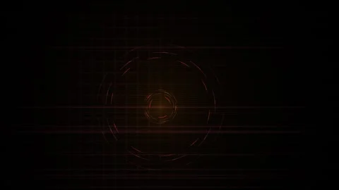 Technical Hud Animation with Glowing Concentric Circles Pulsing on Dark Grid 스톡 동영상 343768685