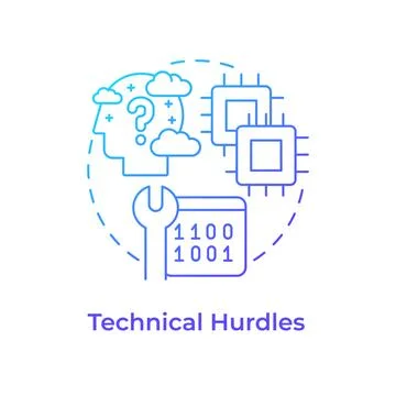 Technical hurdles blue gradient concept icon Stock Illustration