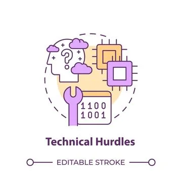 Technical hurdles multi color concept icon Stock Illustration