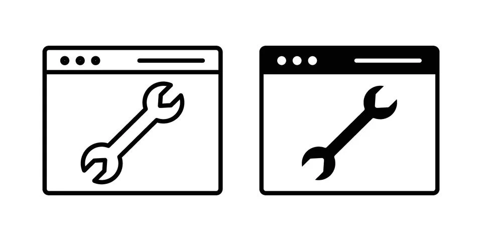 Technical icon. Line Drawings and Silhouettes icons Stock Illustration