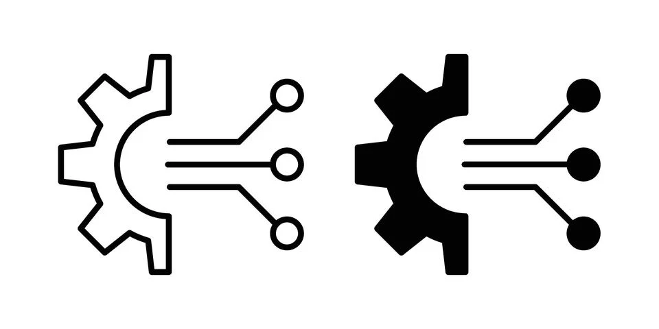 Technical icon vectors. Illustrations in black Stock Illustration