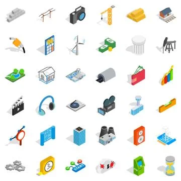 Technical icons set, isometric style Stock Illustration