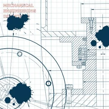 Technical illustration. Draft. Ink. Blots Stock Illustration