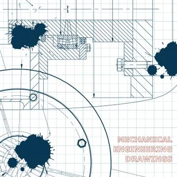 Technical illustration. Draft. Ink. Blots Stock Illustration