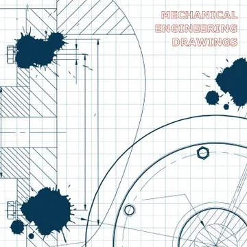 Technical illustration. Draft. Ink. Blots 스톡 일러스트