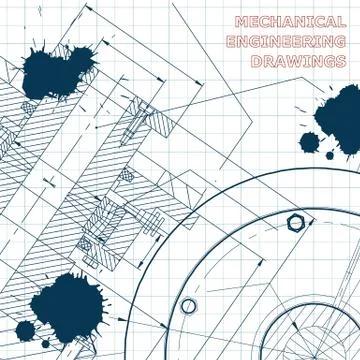 Technical illustration. Draft. Ink. Blots Stock Illustration