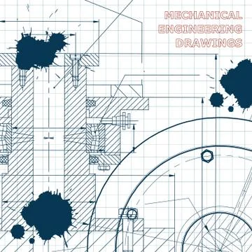 Technical illustration. Draft. Ink. Blots Stock Illustration
