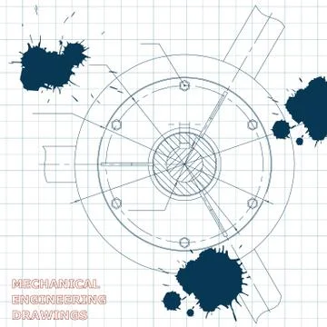 Technical illustration. Draft. Ink. Blots 스톡 일러스트