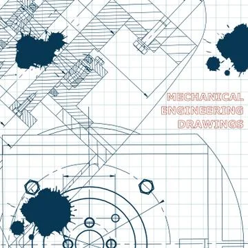 Technical illustration. Draft. Ink. Blots Stock Illustration