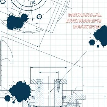 Technical illustration. Draft. Ink. Blots Stock Illustration