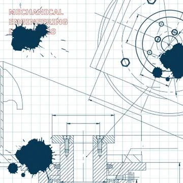 Technical illustration. Draft. Ink. Blots 스톡 일러스트