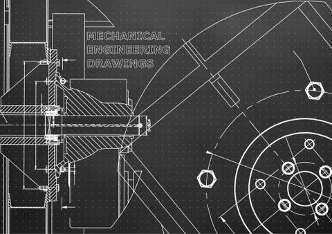 Technical illustration. Mechanical engineering. Black background. Points Illustrazione stock